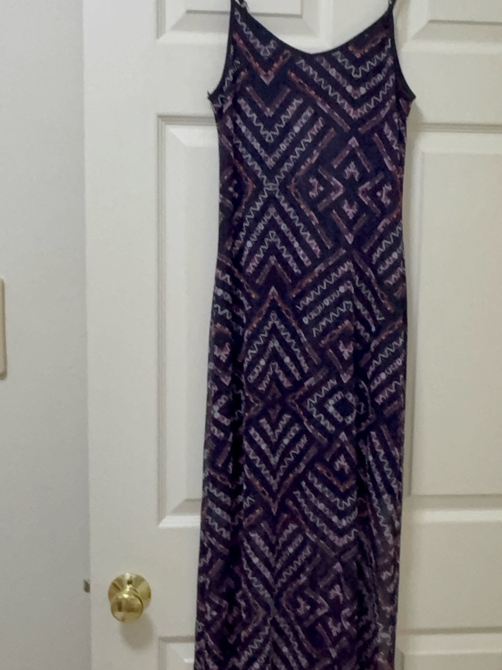 Sleeveless Purple Geometric Maxi Dress